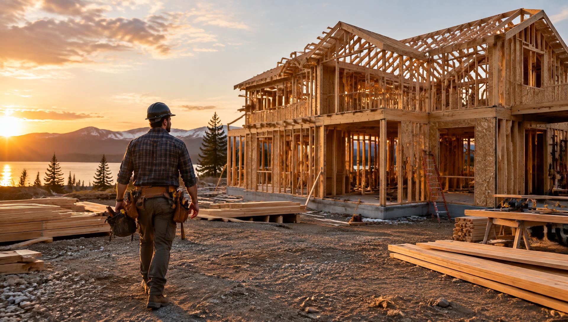 Construction crew working on a residential job site