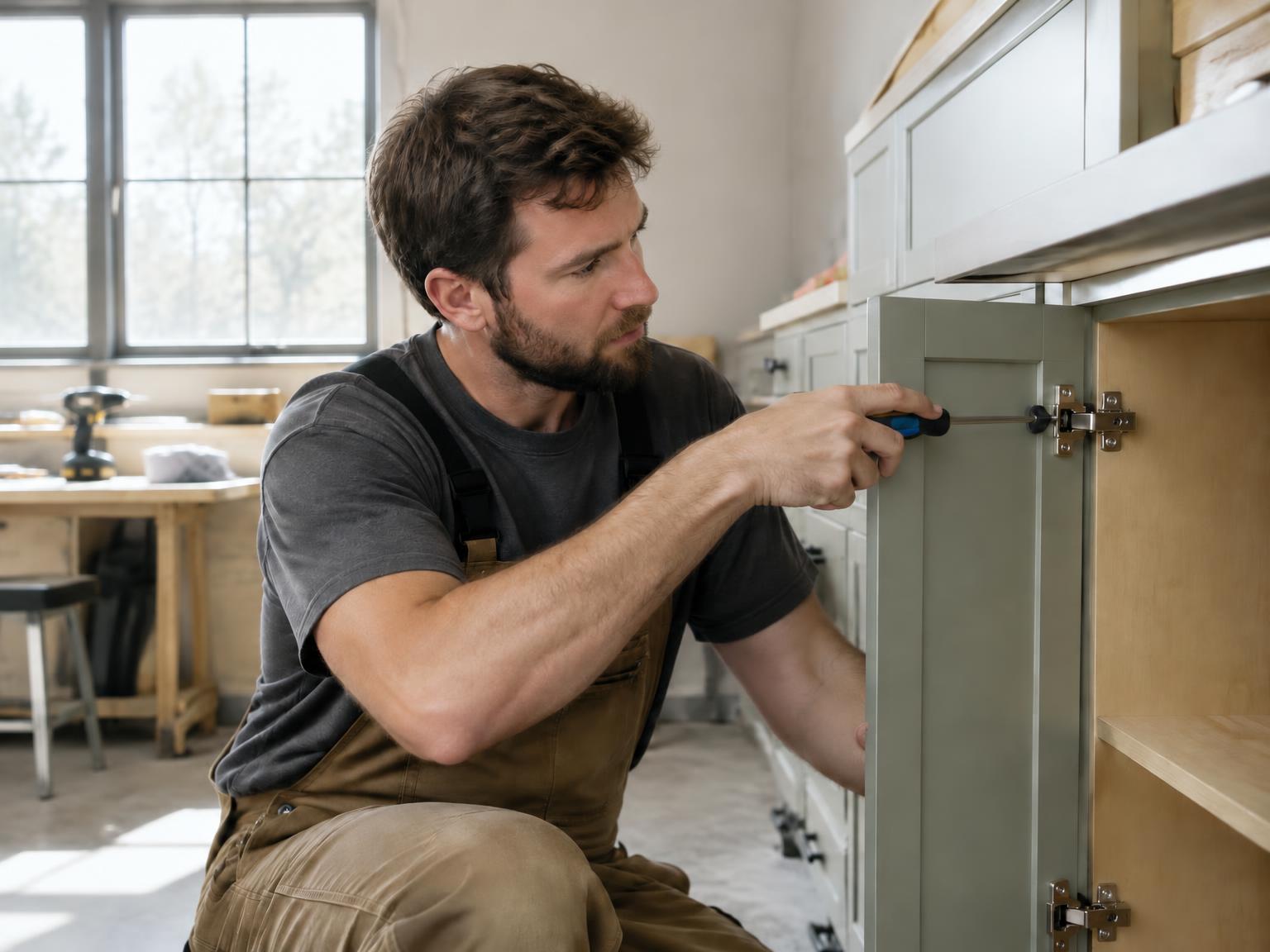 Tradesperson working on a project in a workshop